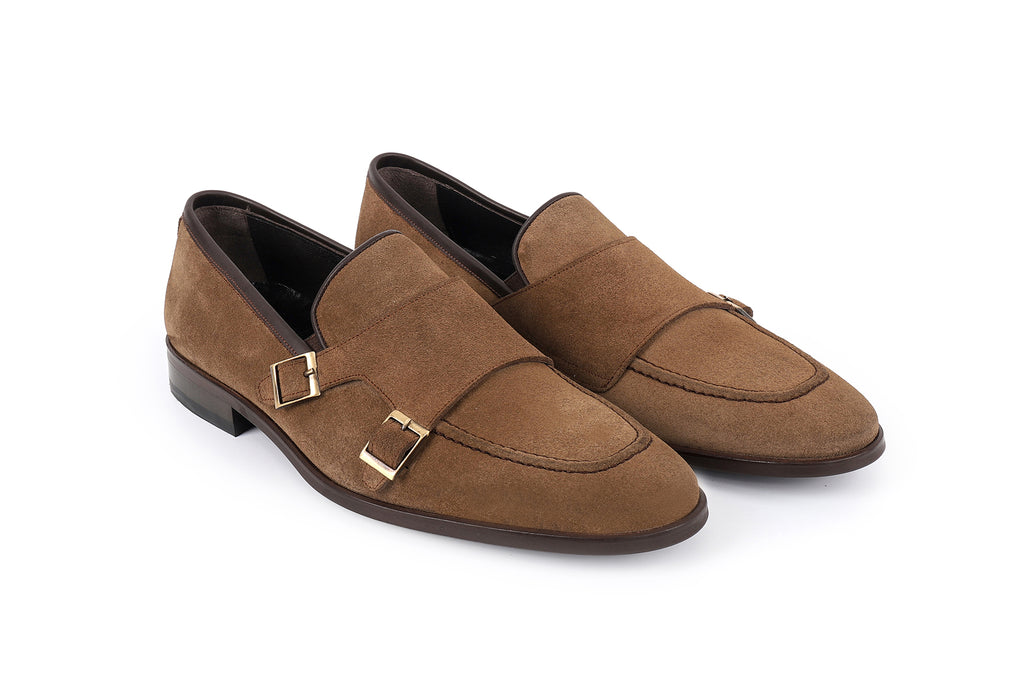 VellaPais Çift Tokalı Erkek Süet Loafers - KC08666SD