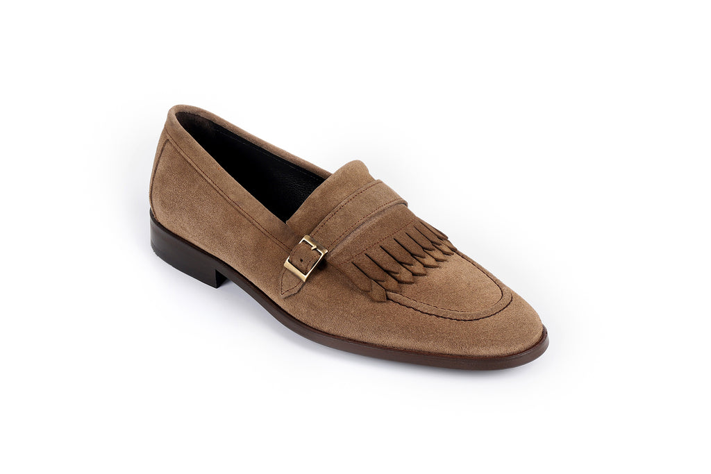 VellaPais Tek Tokalı Püsküllü Süet Erkek Loafers - KC08671