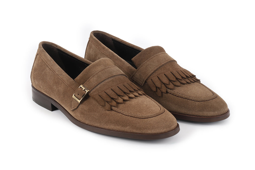 VellaPais Tek Tokalı Püsküllü Süet Erkek Loafers - KC08671