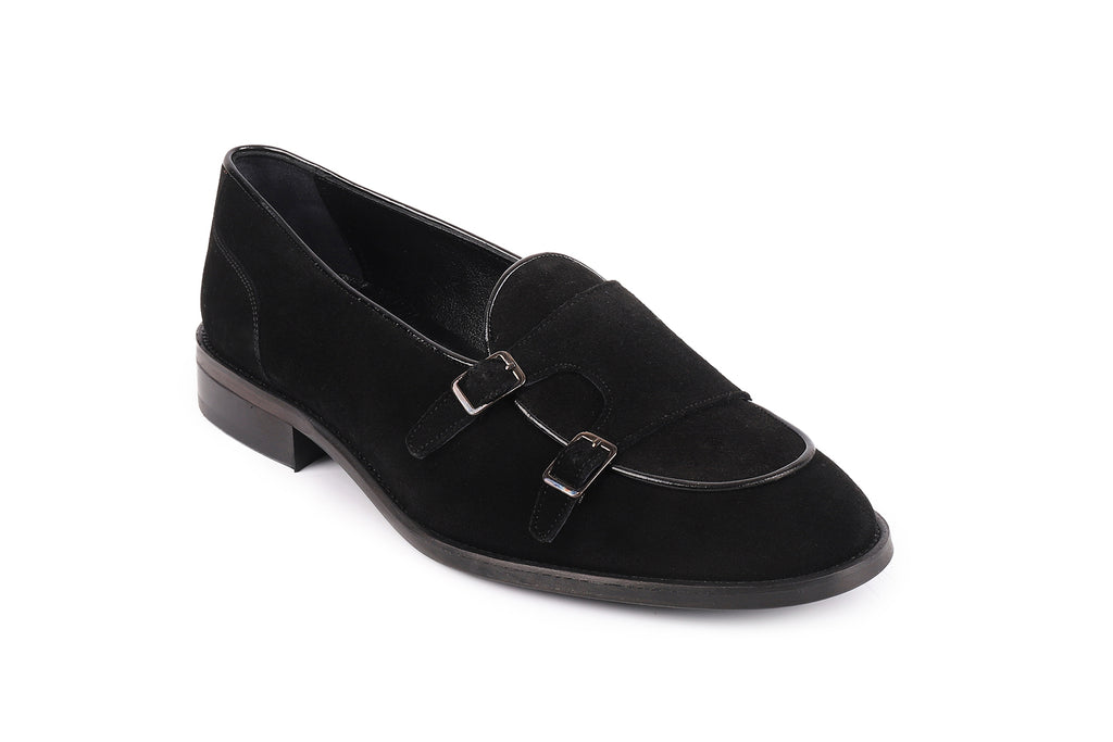 VellaPais Çift Tokalı Erkek Süet Loafers-KC42519SD