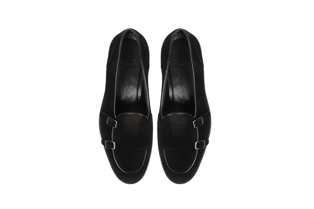 VellaPais Çift Tokalı Erkek Süet Loafers-KC42519SD